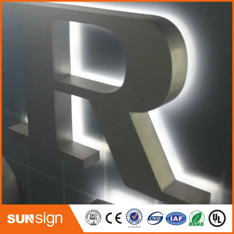 Hoge Kwaliteit Geborsteld Rvs Front Backlit Letters