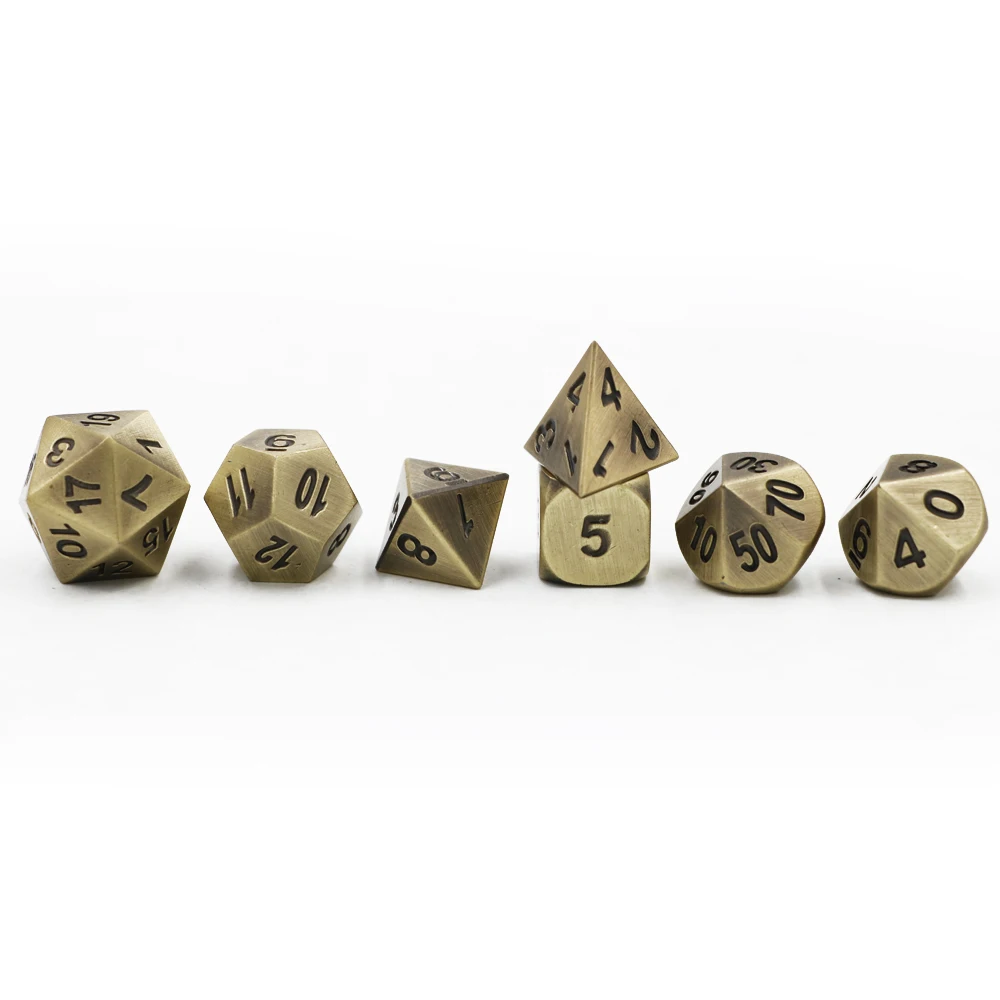 IMDG 7pcs/set Creative RPG Game Dice Polyhedron Metal Dice DND Plating Ancient Bronze Digital Game Dice