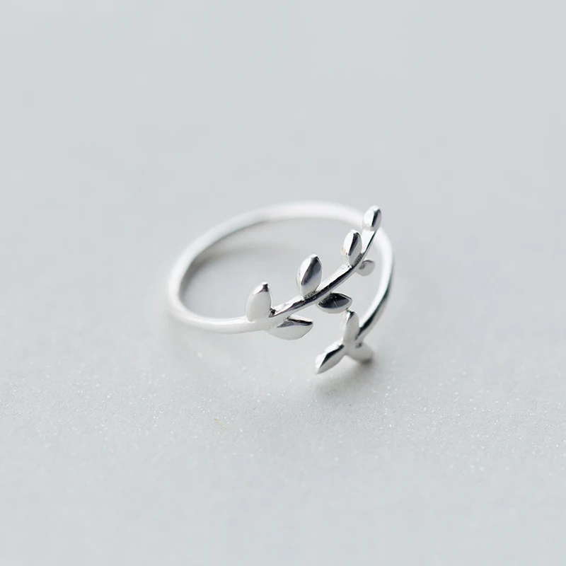 

MloveAcc 100% 925 Sterling Silver Fashion Women Cute Olive Branch Leaf Rings for Girls Fashion sterling-silver-jewelry