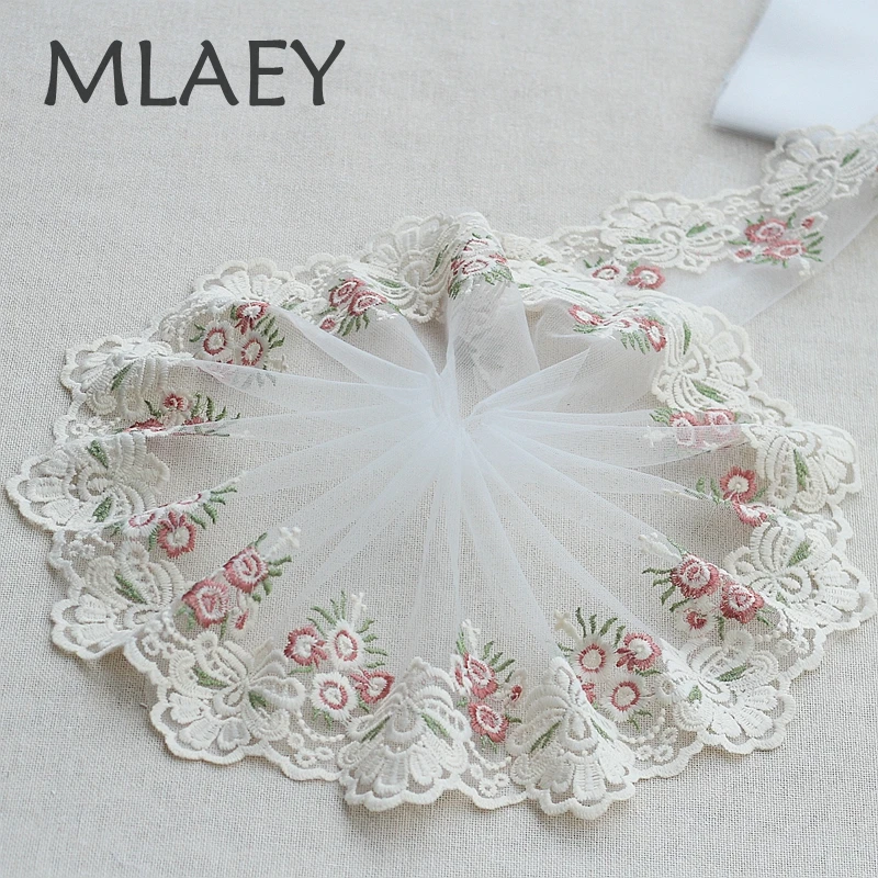 MLAEY 2y/lot Rose Exquisite Embroidered Lace Trim, Lace Fabric ,Quality Lace Ribbon ,DIY Craft&Sewing Dress Clothing Accessor