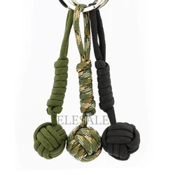 New 3/Color Security Protection Monkey Fist Steel Ball Bearing Self Defense Lanyard Survival Key Chain Dropshipping