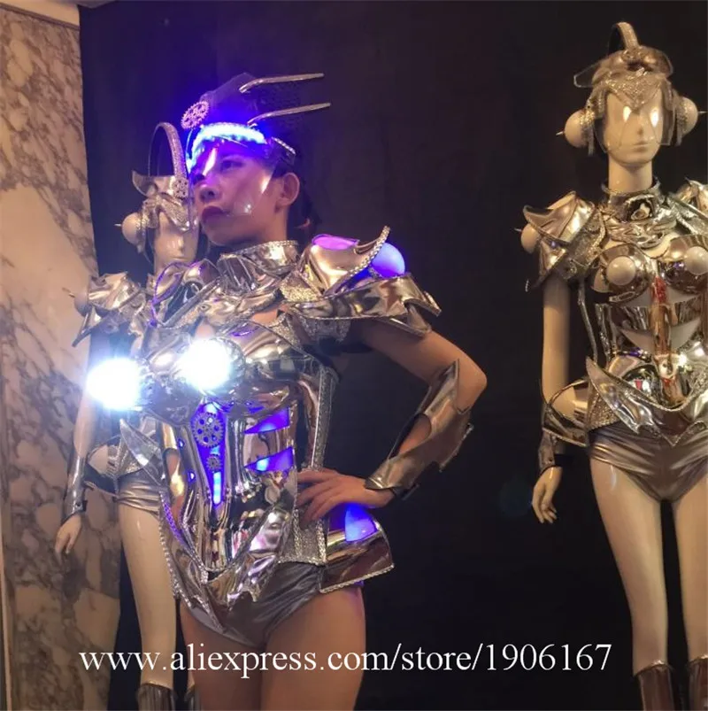 Luminous Sexy Lady Evening Dress  Led Outfit Clothes Light Up Car Model Wears Stage Performance LED Robot suits