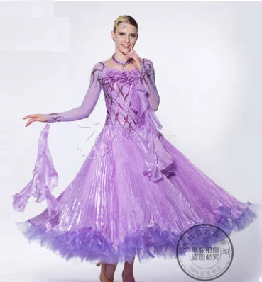 

elegant customize purple Fox trot cha cha ballroom Waltz tango salsa Quick step competition dance dress ballroom dress salsa