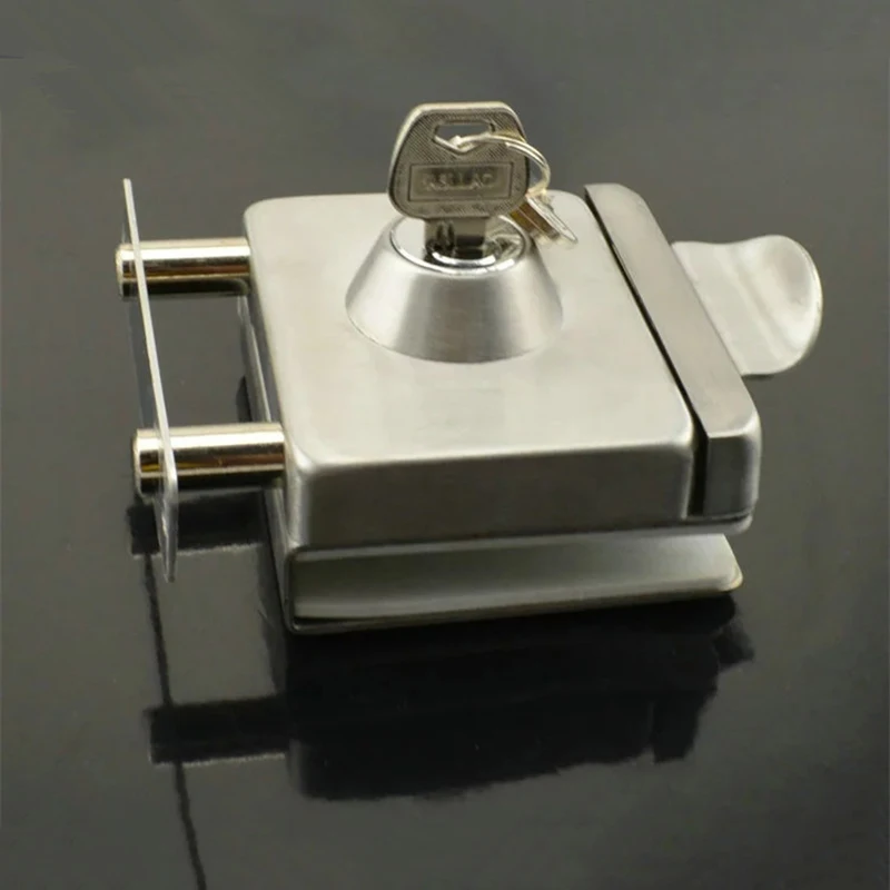 

High Quality Best Selling Without Drilling Stainless Steel Glass Door Lock With Keys KF315