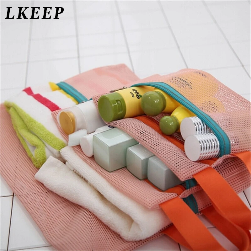 4 pz/set piccole donne maglia borsa cosmetica spazzolino da denti matita rossetto trucco organizzatore borsa trasparente pochette leggera