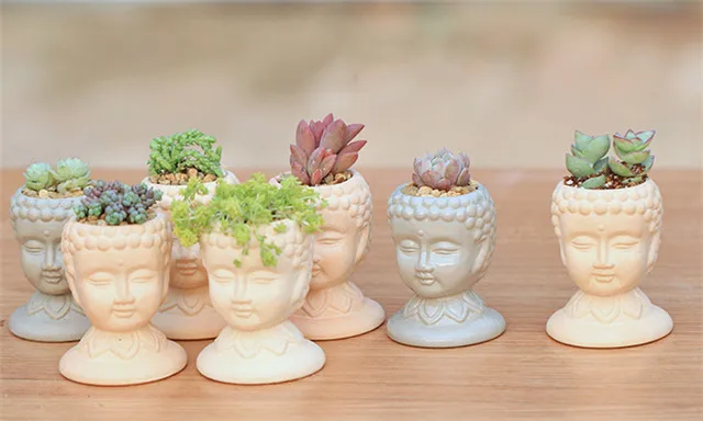 Silica gel Garden decoration silicone mold 3d vase molds cement planter handicraft mould Buddha head flower pots handemade mold