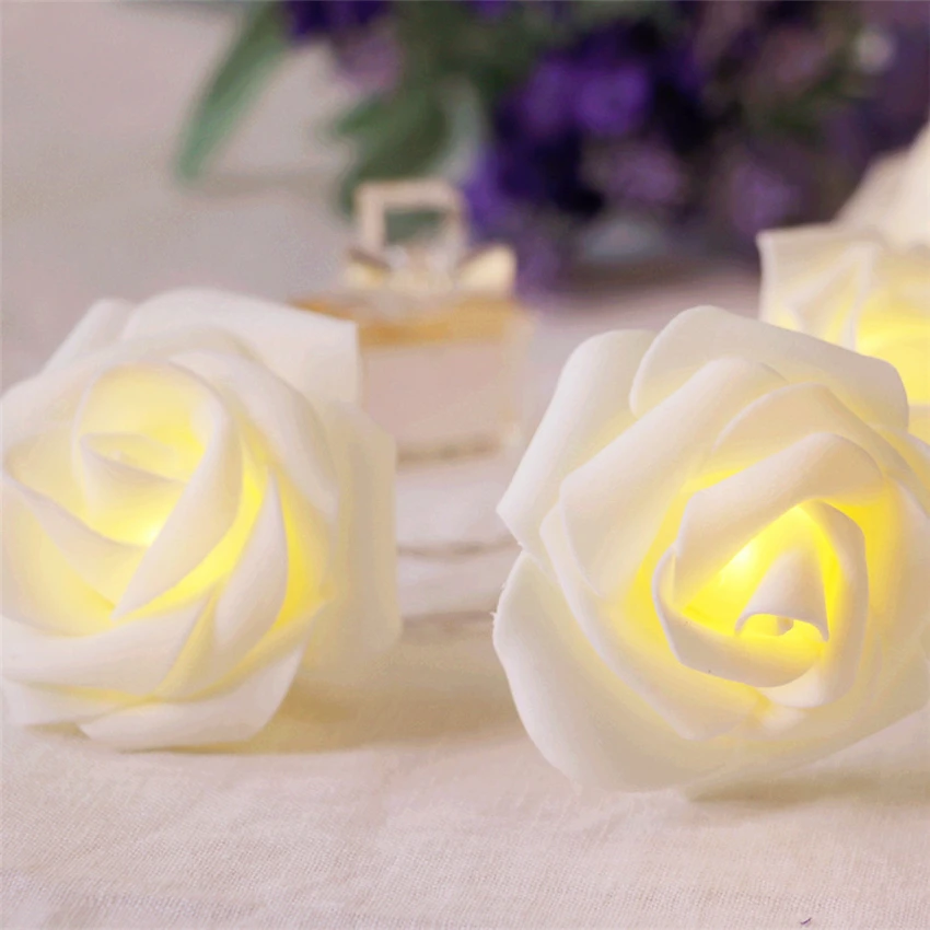 

PE Rose Flowers Small Night Lights Bedroom Lantern Wedding Decoration Night Lamps Birthday Party Battery Light String Fixtures