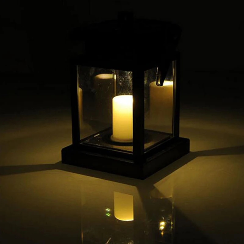 

solar Lamp Waterproof LED Solar Garden Light Flameless Candle Outdoor Lighting Hanging Smokeless Solar Lantern for Camping