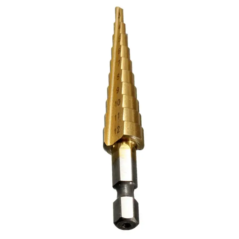 1PC Titanium Step Drill Bit 3-12mm HSS Woodworking Metal Drilling High Speed Steel Power Tools High Quality