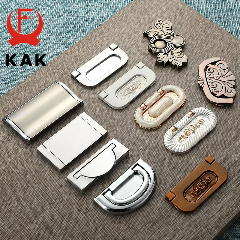 KAK Zinc Alloy Cabinet Knobs and Handles Tatami Hidden Door Handles Kitchen Handles Black Drawer Knobs Furniture Handle Hardware