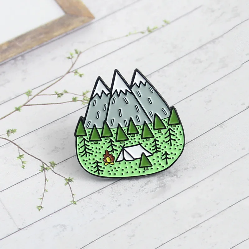 MINGQI Mountains Wood Jungle Brooch Peak Nature Forest Camping Adventure Amateur Enamel Pin Badge accessories fashion jewelry