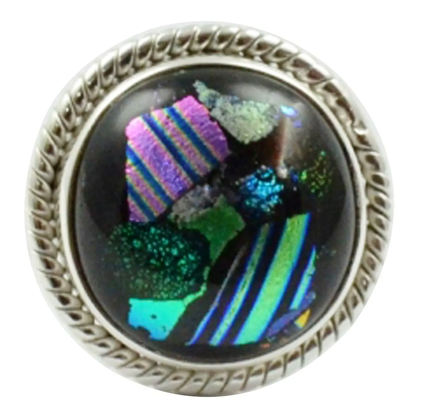 Lovegem Genuine Dichroic Glass Ring 925 Sterling Silver,Size:5.5 , AR3068