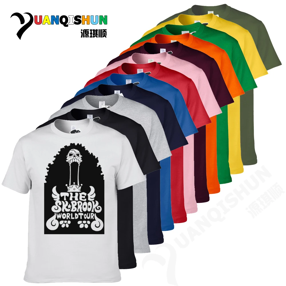 YUANQISHUN Anime One Piece Brook Skull T-shirt Tops Tee THE SK BROOK WORLDTOUR Tshirt Short Sleeve Cotton T Shirt 0068-A