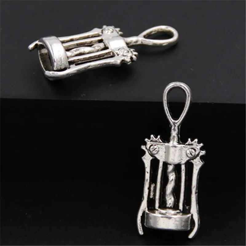 20pcs Tibetan Silver Color Red Wine Corkscrew Charms Opener Pendants For Necklace Bracelet Jewelry Making DIY Handmade  A391