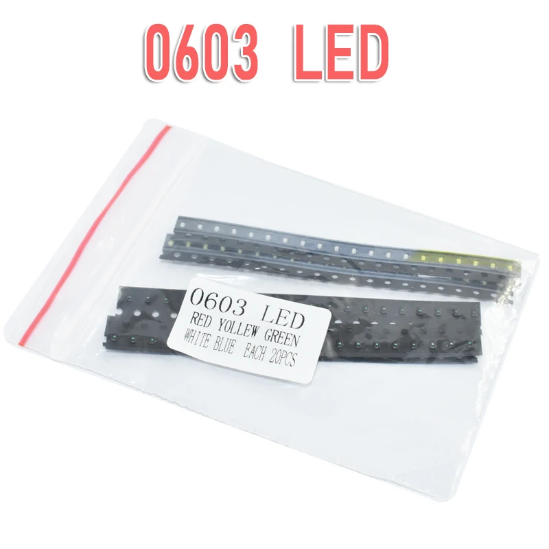 100pcs=5colors x 20pcs 5050 5730 1210 1206 0805 0603 LED Diode Assortment SMD LED Diode Kit Green/ RED / White / Blue / Yellow