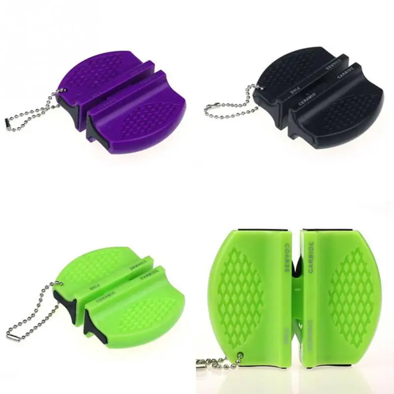 Kitchen Knife Sharpener Tool Mini ABS Home Kitchen Blade Rod Tungsten Steel Camp Pocket Random Color