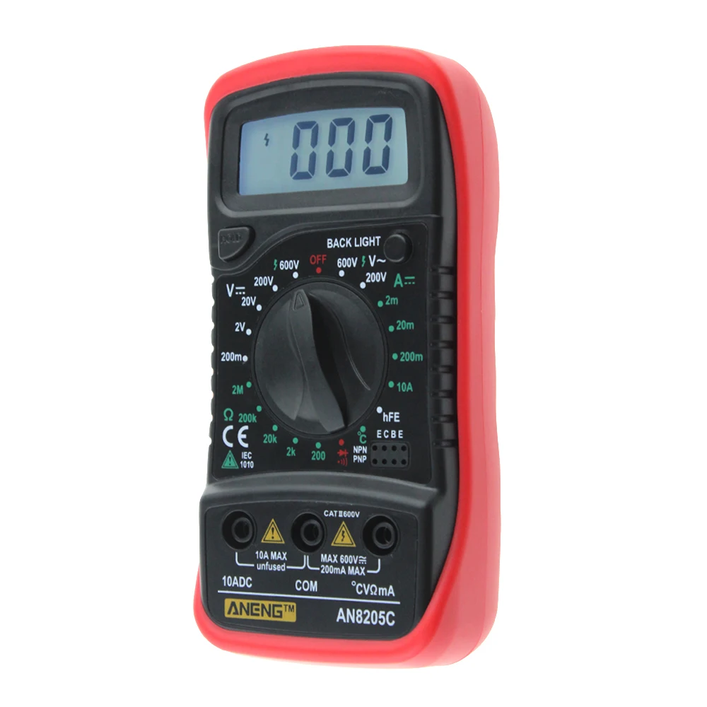 Digital Multimeter Voltmeter Ammeter AC DC OHM Volt Tester LCD Test Current Temperature Probes HFE Inductance Transistor Test