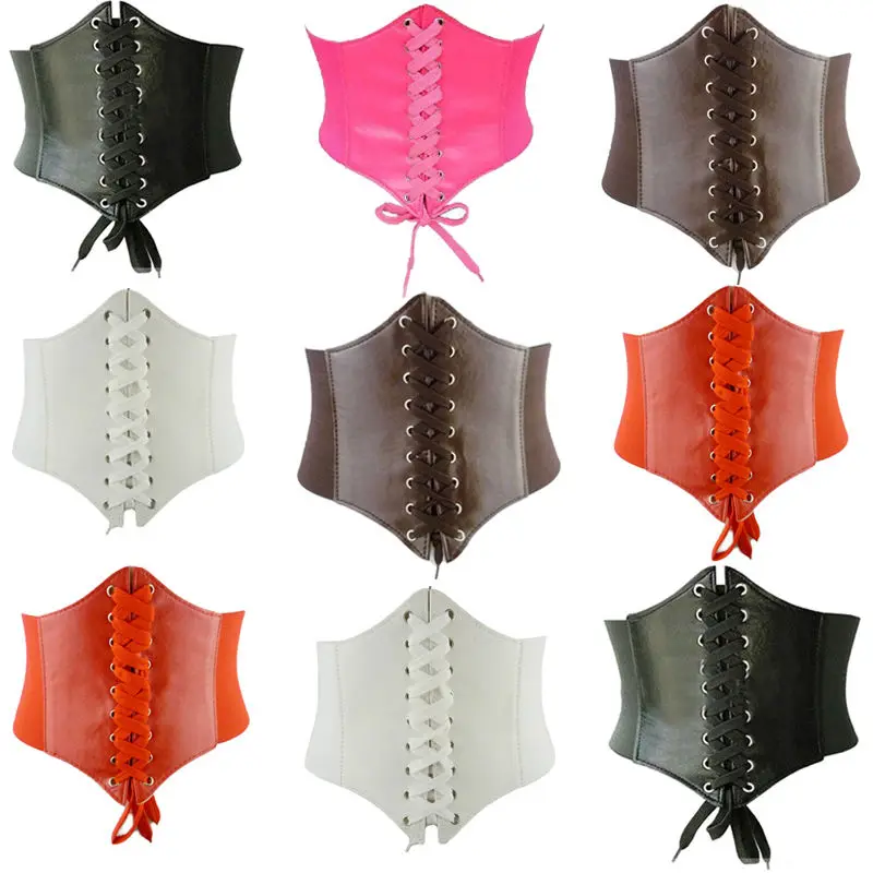 Fashion Trend Women Corset Wide Pu Leather Slimming Body Belts for women Elastic High Waist Belts Clothes Decoration