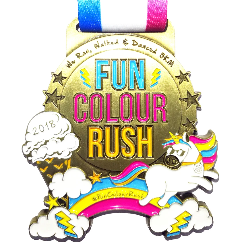 

Custom Running Medals Personalized Logo With Ribbon Fun Colour Medal