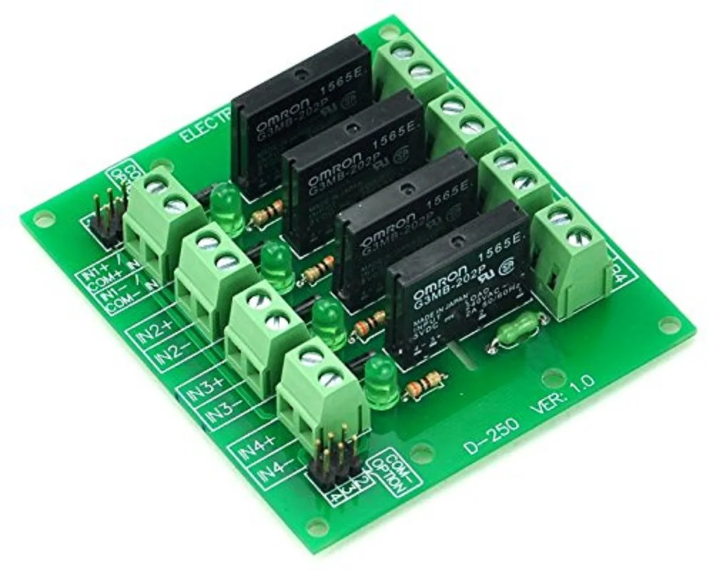 Electronics-Salon DC5V 4 Channels DC-AC 2Amp G3MB-202P Solid State Relay SSR Module Board.