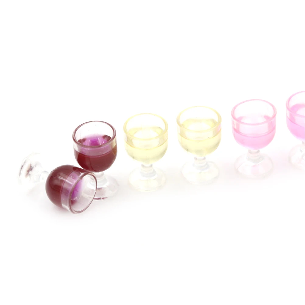 2-6Pcs Mini Rotwein Tasse Simulation Möbel Wein Glas Becher für Puppe Haus Dekoration 1/12 Puppenhaus Miniatur zubehör