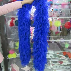 2 Meters 6 Layer sapphire Natural Ostrich Feathers Boa Quality Fluffy Costumes / Trim for Party / Costume / Shawl / Available