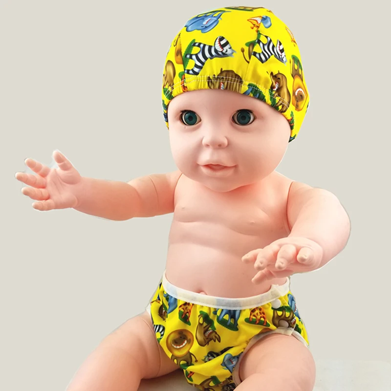 2pcs Baby Newborn Cute Swimming Caps 0-6Y Infant Cartoon Printed Swimming Hats Bathing Waterproof Caps For Children Boys Girls