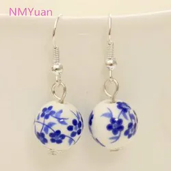 New fashion retro handmade ethnic fine ceramic earrings small jewelry wholesale cute women's earrings