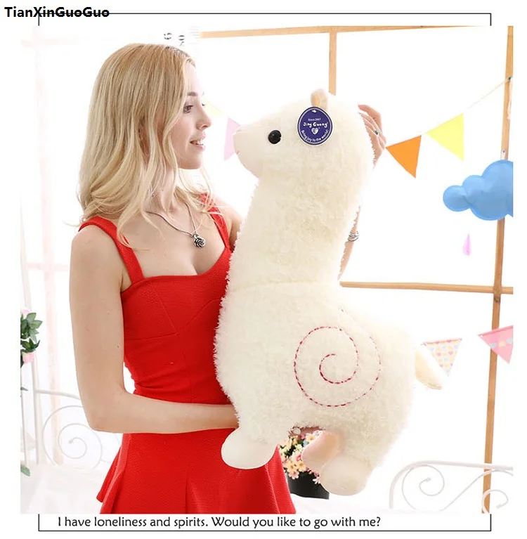 

fillings toy large 75cm white cartoon alpaca plush toy soft doll hugging pillow birthday gift s1055