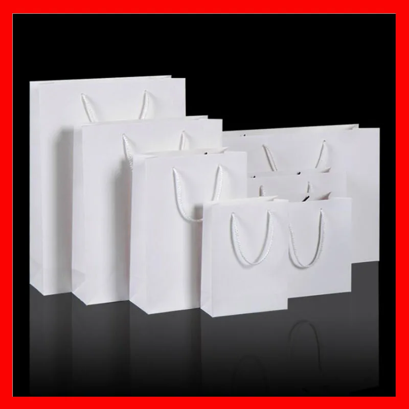 

(100PCS/lot) wholesale 250gsm cardboard white paper bag shopping