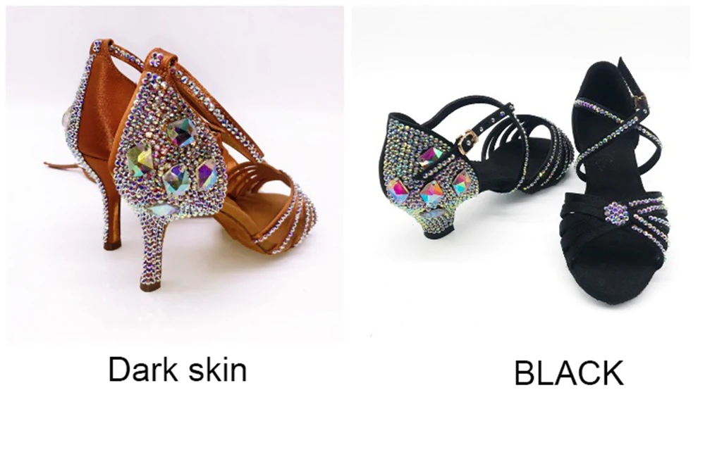 Sneakers BD 311 Mädchen Lateintanzschuhe Weiche Sohle Erwachsene SALSA Diamant-Verzierte Ballsaal-Salsa-Schuhe SCHWARZ MIT 4,5 CM ABSATZ Passend zu QA-TASCHEN – Detail 6