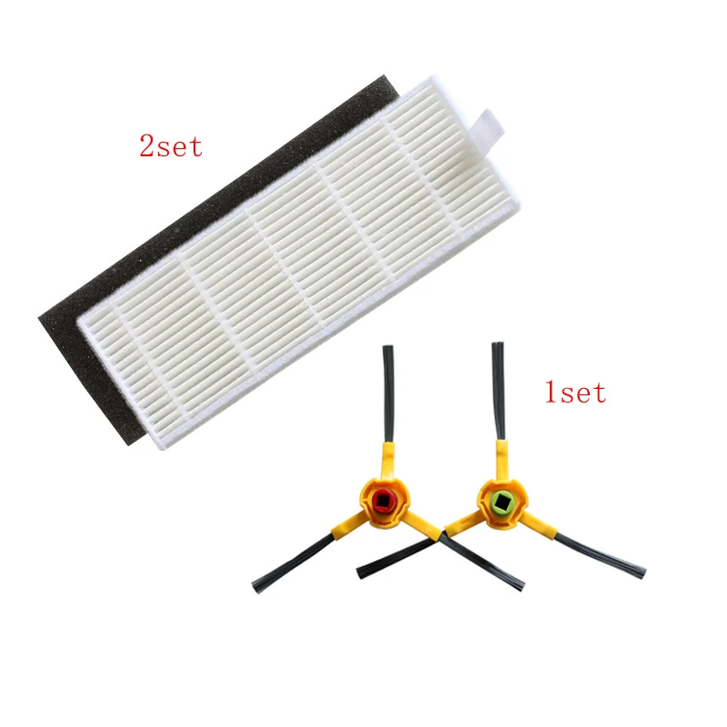6 ชิ้น/ล็อต HEPA FILTER และฟองน้ำกรองและแปรงด้านข้างเครื่องดูดฝุ่นตัวกรองเปลี่ยนสำหรับ Ecovacs DT83 DT85 DM81
