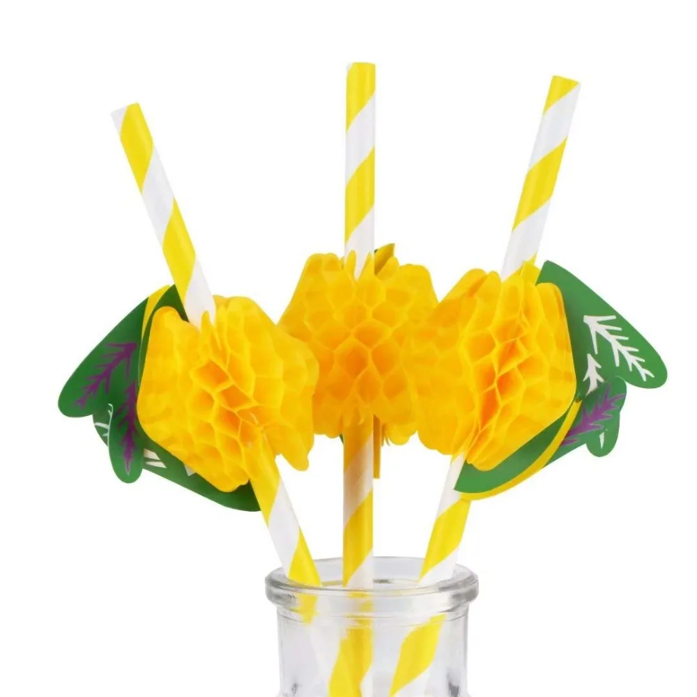 12pcs Novelty Fruit Cocktail Drinking lemon Paper Straws  Party Bar Decoration Holiday Crazy Cocktails Straw