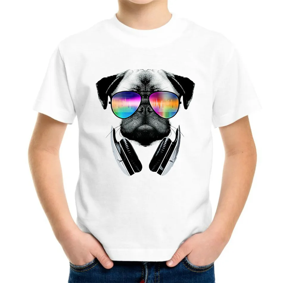 fashion summer DJ music dog pug clothing for kids girl boys short sleeve rock print 3d t shirts tops baby clothes