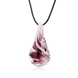Handmade Lampwork Glass Murano Waterdrop Pendant Necklace Elastic Cord Crystal Necklace Trendy Fashion Party Jewelry Women