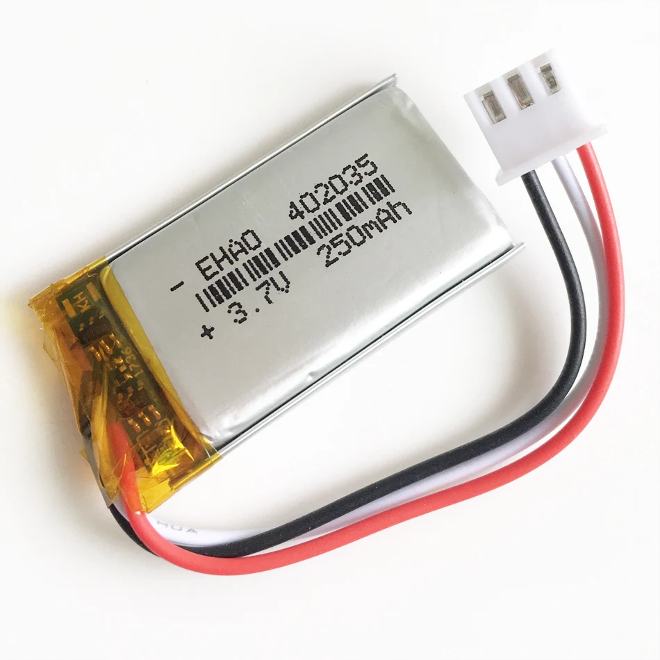 3.7V 250mAh litowo-polimerowa LiPo akumulator 402035 JST XHR 2.54mm 3pin złącze do GPS Mp3 GPS Bluetooth inteligentny zegarek