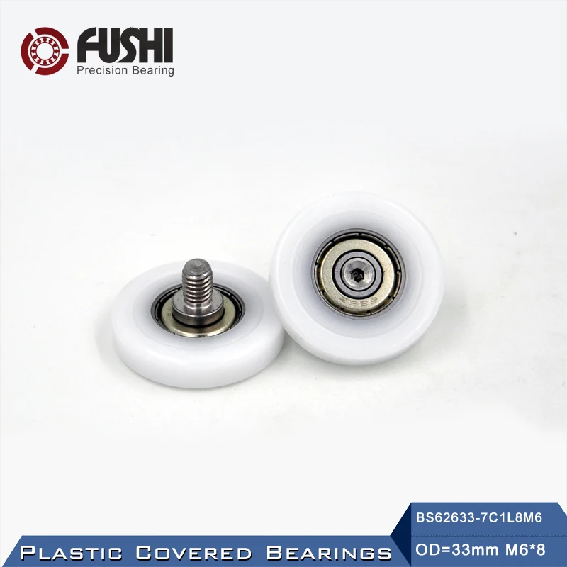 

626ZZ Screw Pulley Bearing OD 33 mm M6*8 ( 2 PCS ) Doors and Windows Roller Mute Wheel POM 626 Plastic Covered Bearings