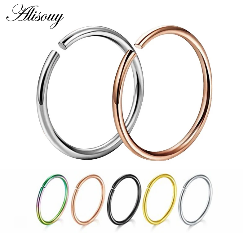 1PC 20G Stainless Steel Seamless Hinged Nose Hoop Ring Septum Clicker Ear Cartilage Tragus Helix Piercing Charming Body Jewelry