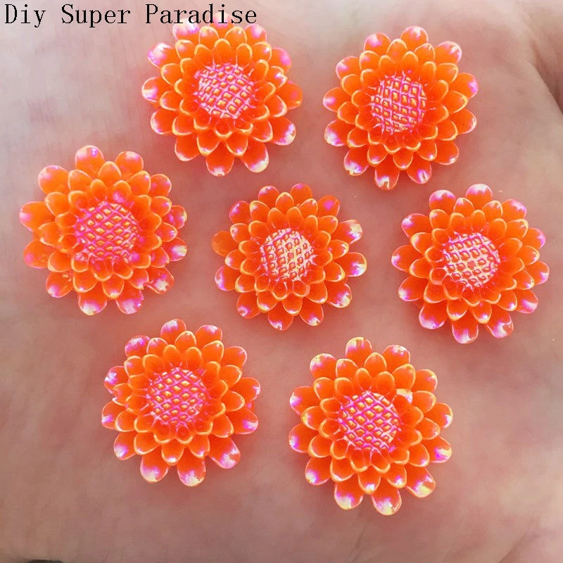 NEW 10PCS 20mm AB Resin Sunflower Stone Flatback Wedding Diy Design Resin Craft K40