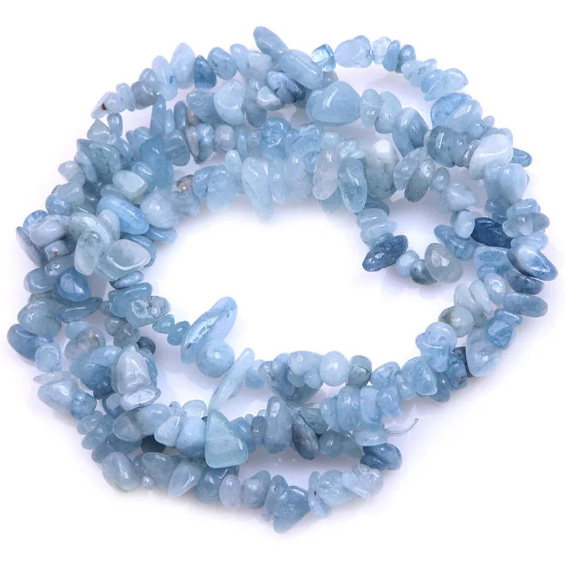 3-5x6-8mm Blue Aquamarines Beads Natural Freeform Chips Beads For Jewelry Making 15'' Needlework DIY Beads Bracelets Trinket