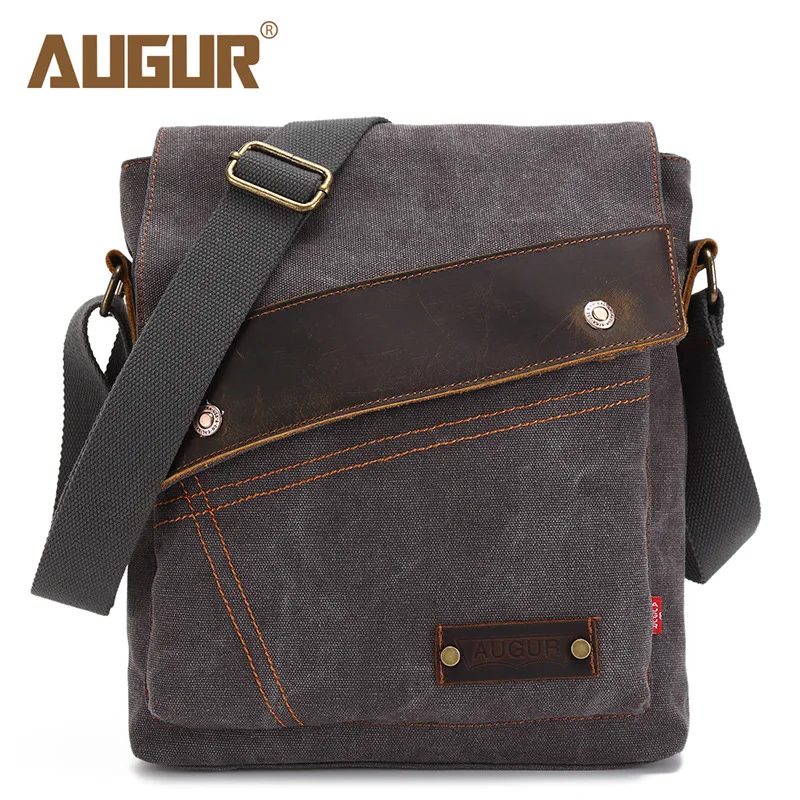 AUGUR 2024 Canvas Crossbody Bag Men Military Army Vintage Messenger Bags Large Shoulder Bag Casual Travel Bags