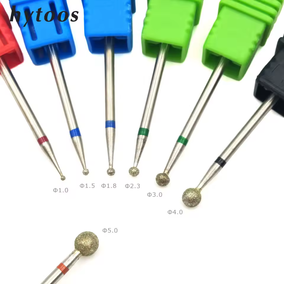 HYTOOS 6 dimensioni sfera diamante punta da trapano per unghie fresa rotativa cuticola pulita frese per manicure accessori per trapano frese per unghie