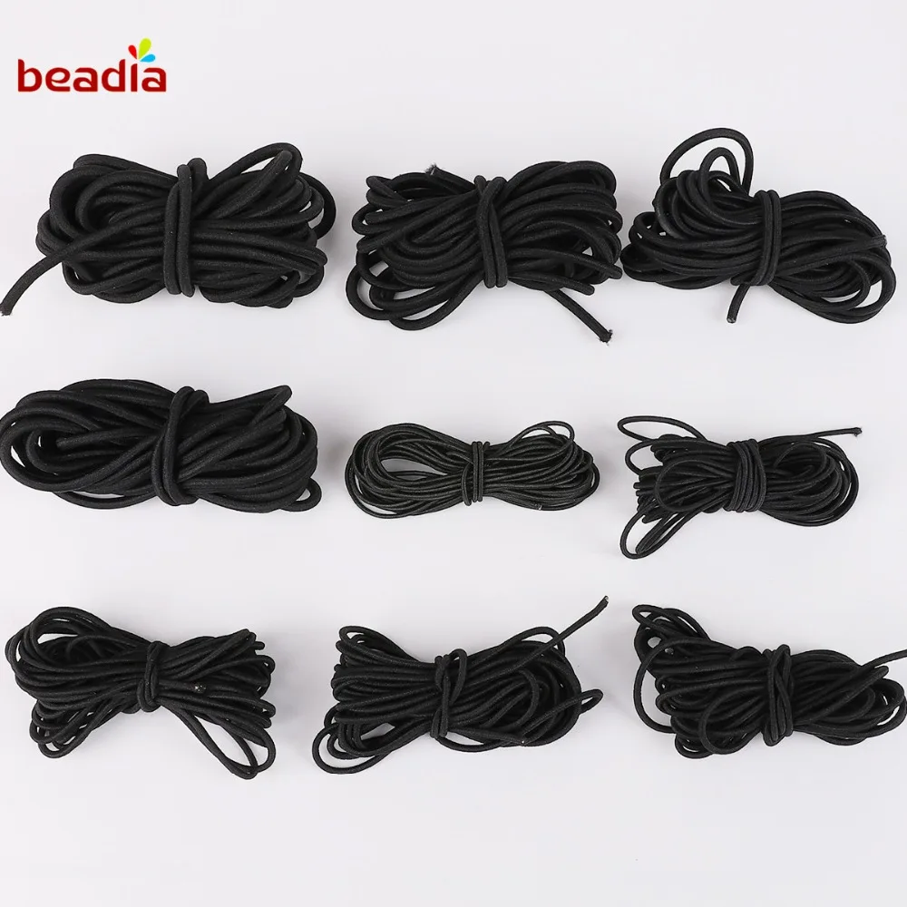 2M/bag Black Multi Size Round Elastic Band Elastic Rope Rubber Band Elastic Line DIY Sewing Accessories