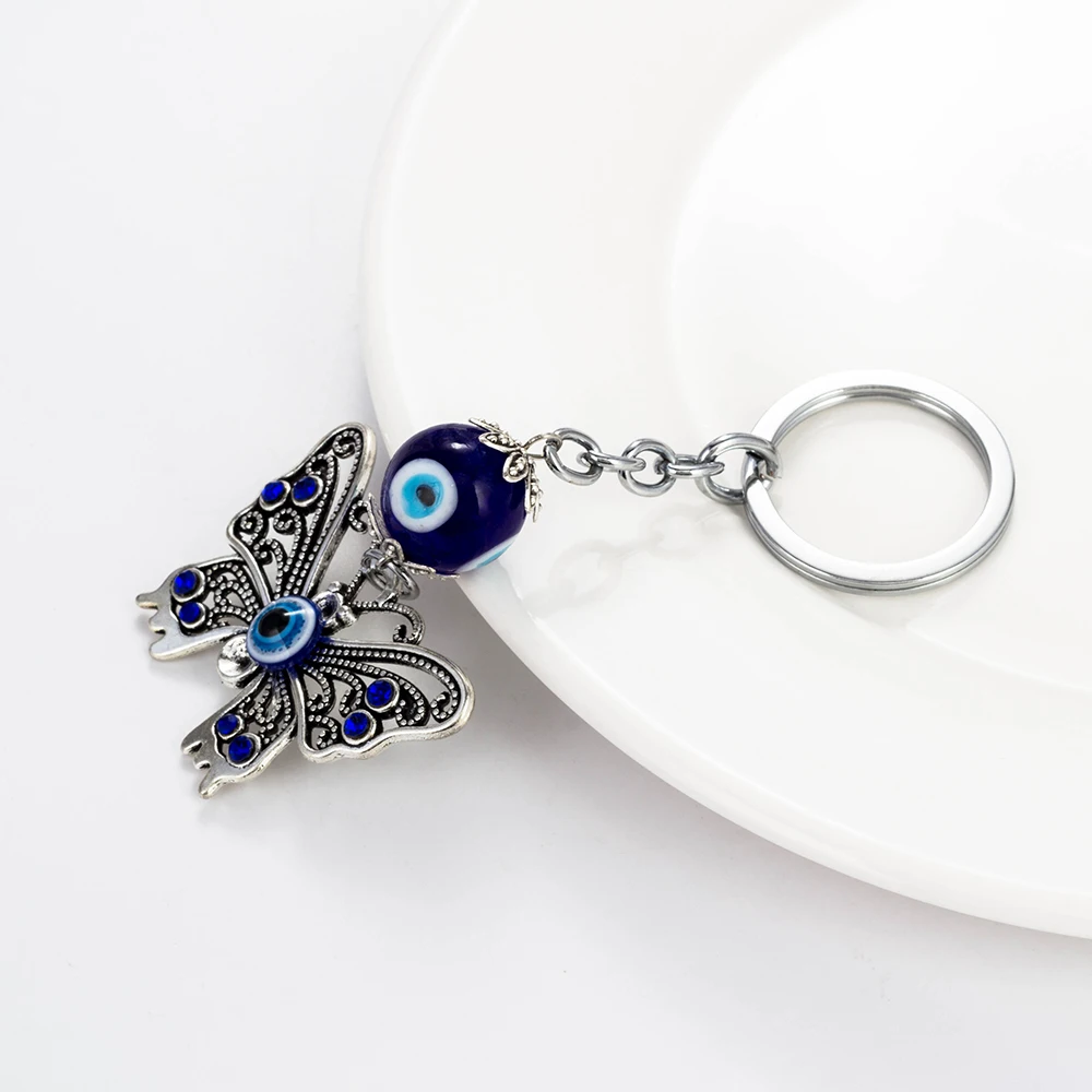 Lucky Eye Butterfly Keychain Evil Eye Key Chain Animal Keychain Car Pendant Jewelry For Men Women EY06