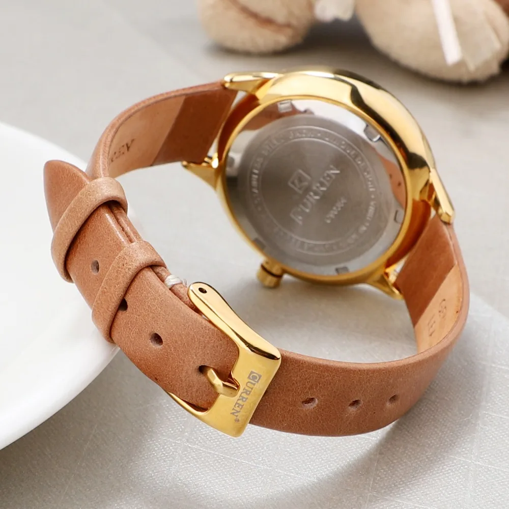 CURREN Luxury Rose Gold Women Watches Fashion Quartz Leather Wristwatches Casual Clock Ladies Wrist Watch New Montre Femme