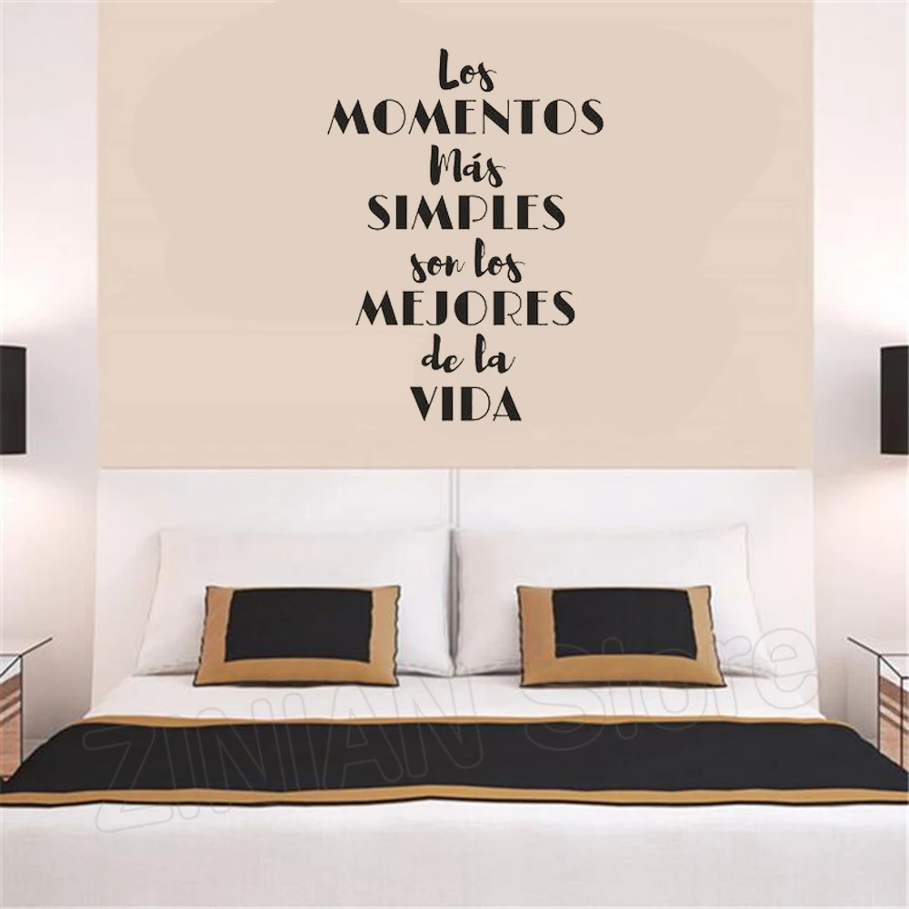 

Spanish Quotes Mural Wall Stickers Bedroom Los Momentos Mas Simples Vinyl Wall Decals for Home Decor Living Room Wallpaper D052