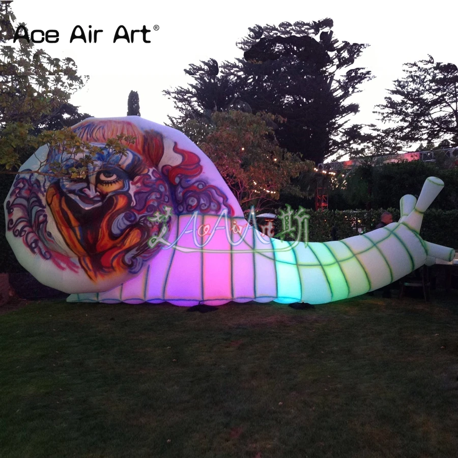 

Beautiful LED Light Inflatable Snail Replica Animal Model with Printed Pattern for Promotion Decoration in United States