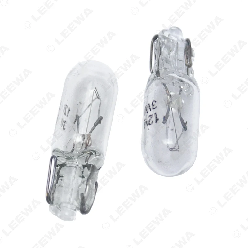 LEEWA 200pcs Warm White Car T6.5 12V 3W Wedge Halogen Bulb External Halogen Lamp Replacement Dashboard Bulb Light #CA1316