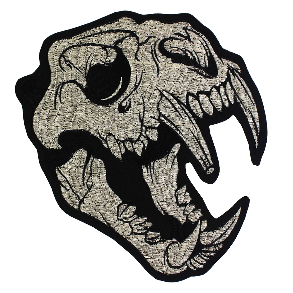 Dragon Head Embroidery Skeleton Patch Iron on Clothes Punk Style Applique Sticker for Clothes Jeans Back Badge 5 pieces