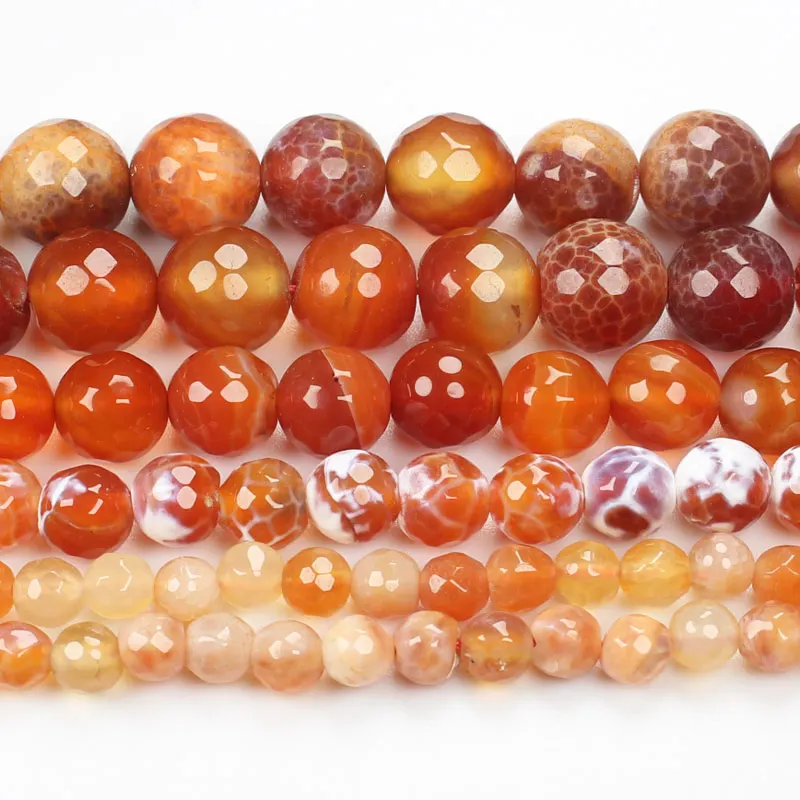 Faceted Crackle Red Agates Round Beads 14inch ,Wholesale For DIY Jewellery